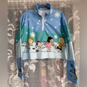 Peanuts Skating Charlie Brown Half Zipper cropped pullover
